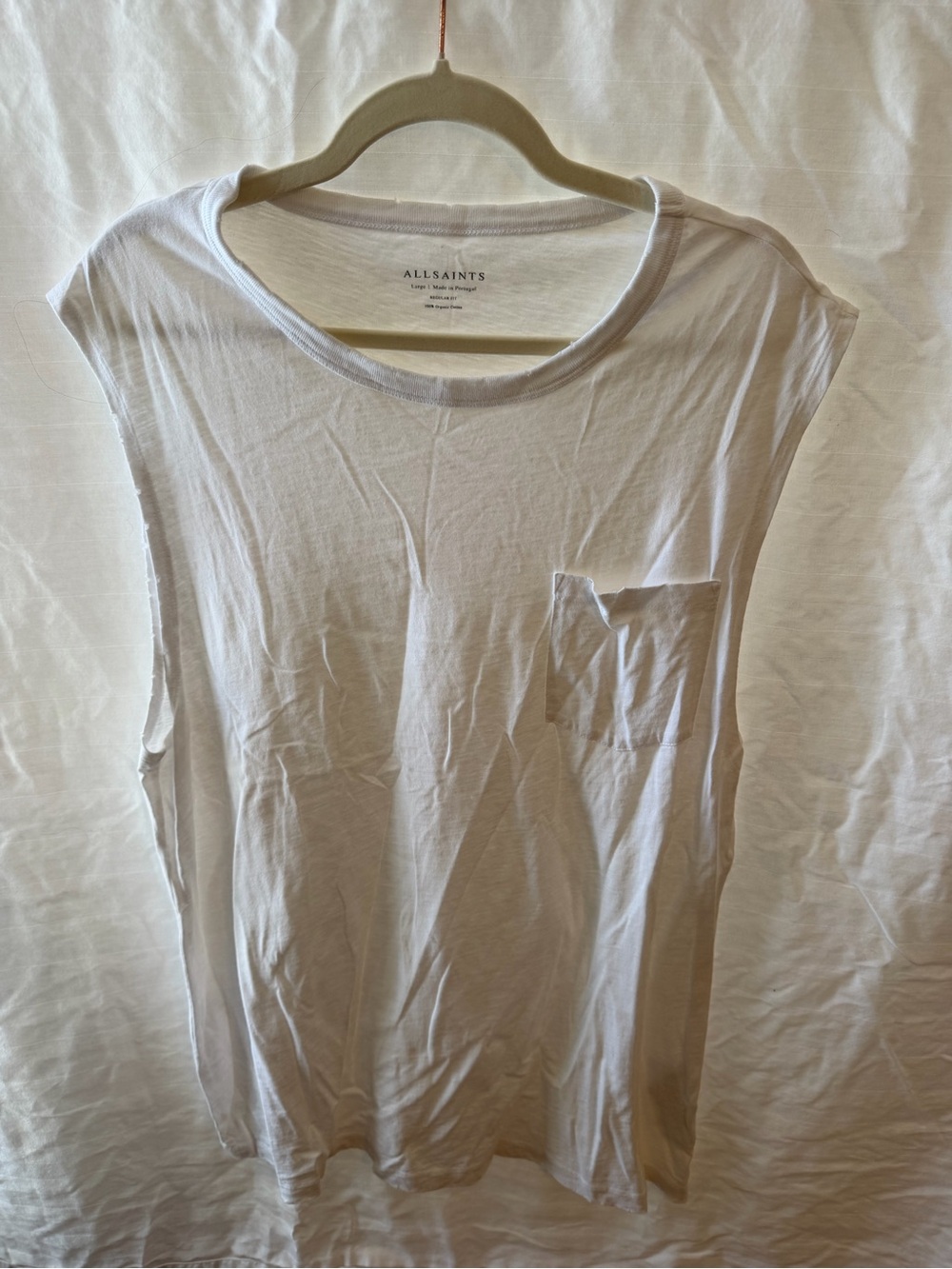AllSaints White Sleeveless Pocket Tank